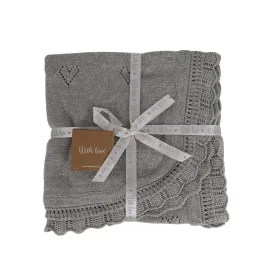 Nova Home "Heart" Knitted Baby Blanket - 100% Cotton - Grey product thumbnail 2
