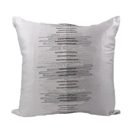 Nova Home Echelon Handmade Embroidered Velvet Cushion Cover with Bead – Silver – 50x50 cm product thumbnail 2