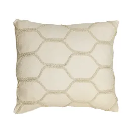 Nova Home Hexora Handmade Embroidered 100% Cotton Cushion Cover - 50x50 Cm - Offwhite product thumbnail 2