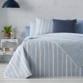 Manterol "Bouti Summer" Reversible Summer Bedspread Set - Blue (126 08) (Available in Sizes) product thumbnail 2