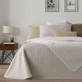 Manterol "Bouti Summer" Reversible Summer Bedspread Set - Beige (127 07) (Available in Sizes) product thumbnail 2