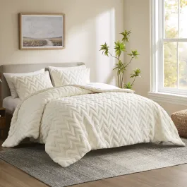 Nova Home Nita 3D Winter Jacquard Sherpa Comforter Set - Ivory (Available In Sizes) product thumbnail 2