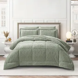 Nova Home Floriva Winter Jacquard Flannel Floral Comforter Set - Green (Available In Sizes) product thumbnail 2