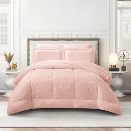 Nova Home Floriva Winter Jacquard Flannel Floral Comforter Set - Pink (Available In Sizes) product thumbnail 2