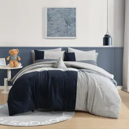 Nova Home Cordee Patchwork Winter Cordroy Comforter Set - Navy (Available In Sizes) product thumbnail 2