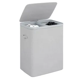 Weva Clary Duo Laundry Dual Basket with Lid – 100L – Light Grey product thumbnail 2
