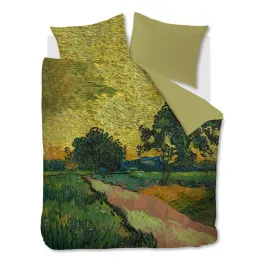 Van Gogh Evening Twilight Duvet Cover Set - 100% Cotton Satin, 220 Thread Count - King & Super King - 3 Pcs - Green product thumbnail 2