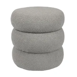 Weva Ploom Teddy Round Storage Stool – Light Grey product thumbnail 2