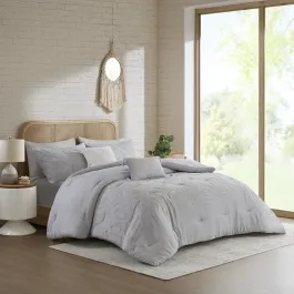 Nova Home Calma Embroidery Jacquard Comforter Set - King & Super King - 8 Pcs - Grey product thumbnail 2