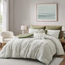 Nova Home Bellamy Tufted Jacquard Comforter Set - King & Super King - 8 Pcs - Green product thumbnail 2