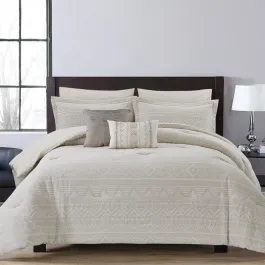 Nova Home Merkar Cotton Jacquard Comforter Set - King/Super King - 8pcs - Ivory product thumbnail 2