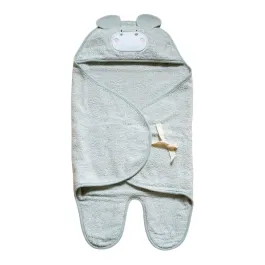 Funna Baby Swaddle Towel Bath Time Hippo - Grey product thumbnail 2