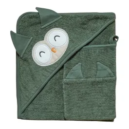 Funna Baby Hooded Towel Bath Time Owl - Green product thumbnail 2
