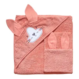 Funna Baby Hooded Towel Bath Time Cat - Pink product thumbnail 2