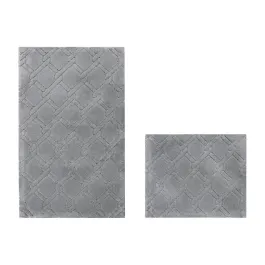 Nova Home Bath Rug Set Ricardo - Cotton - 2 Pcs - 60x100 cm & 40x60 cm - Light Grey product thumbnail 2