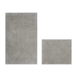 Nova Home Bath Rug Set Wood - Cotton - 2 Pcs - 60x100 cm & 40x60 cm - Beige product thumbnail 2