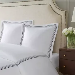 Nova Home Cruise Euro Sham Set - 100% Cotton, 600 Thread Count - 2 Pcs - White & Grey product thumbnail 2
