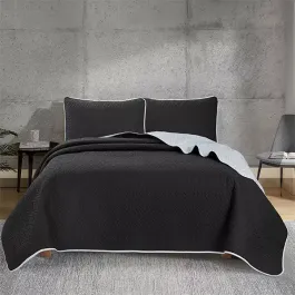 Nova Home Cross Bed Spread Set - 4 Pcs - King & Super King - Black & Silver product thumbnail 2