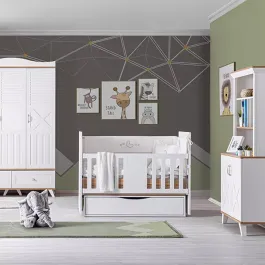 Pierre Cardin Bonnie Baby's Bed Convertible To Kid's Bed With Studying Desk - With Mattress - White product thumbnail 2