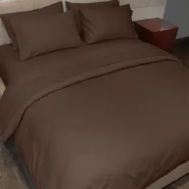 Fieldcrest Plain Duvet Cover - 100% Cotton - 220 Thread Count - Single & Twin - Dark Brown product thumbnail 2
