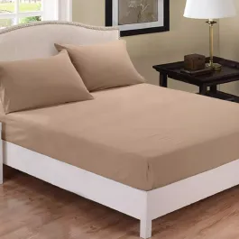 Fieldcrest Plain Fitted Sheet Set - 100% Cotton - 220 Thread Count - Linen (Available in sizes) product thumbnail 2