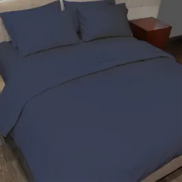 Fieldcrest Plain Duvet Cover - 100% Cotton - 220 Thread Count - Single & Twin - Navy product thumbnail 2