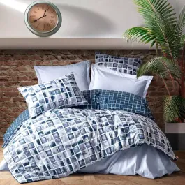 Nova Home Palo Printed Duvet Cover Set - 100% Cotton - Navy (Available in Sizes) product thumbnail 2