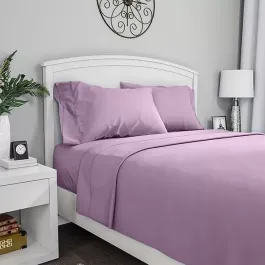 Fieldcrest Plain Flat Sheet - 100% Cotton - 220 Thread Count - Plum (Available in sizes) product thumbnail 2