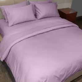 Fieldcrest Plain Duvet Cover - 100% Cotton - 220 Thread Count - Super King - Plum product thumbnail 2