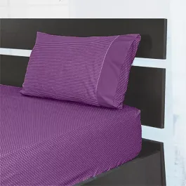 Cannon Dots & Stripes Fitted Sheet Set - Poly Cotton - Purple (Available in Sizes) product thumbnail 2