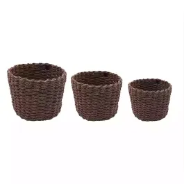 Weva Rattique Faux Rattan Storage Basket Set - 3 Pcs - Dark Brown product thumbnail 2
