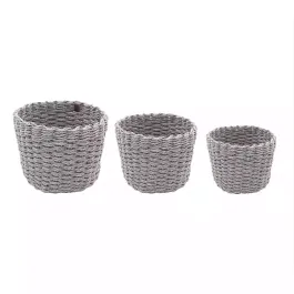 Weva Rattique Faux Rattan Storage Basket Set - 3 Pcs - Grey product thumbnail 2