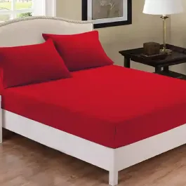 Fieldcrest Plain Fitted Sheet Set - 100% Cotton - 220 Thread Count - King & Super King - 3 Pcs - Red product thumbnail 2