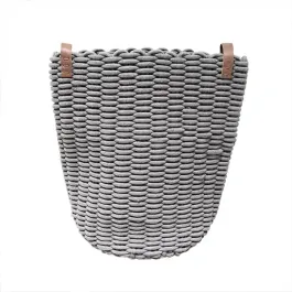 Weva Ridger Cotton Laundry Basket With Leather Handle - Grey product thumbnail 2