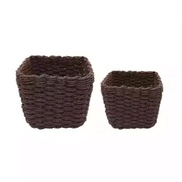 Weva Spectrum Faux Rattan Storage Basket Set - 2 Pcs - Dark Brown product thumbnail 2