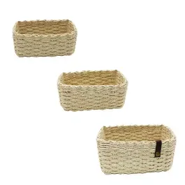 Weva Stack Faux Rattan Storage Basket Set - 3 Pcs - Ivory product thumbnail 2