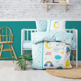 Nova Home "Tatli" Baby Duvet Cover Set - 100% Cotton - 4 Pcs - Mint product thumbnail 2