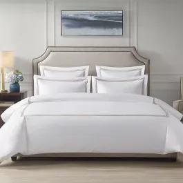 Nova Home Venice Duvet Cover Set - 100% Cotton, 600 Thread Count - White & Beige (Available in Sizes) product thumbnail 2