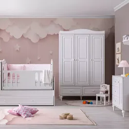 Pierre Cardin Aspendos 3-Door Baby Room Wardrobe - White product thumbnail 2
