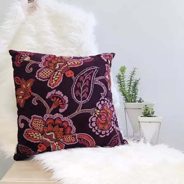 Nova Home Sarah Handmade Embroidered Cushion Cover - 50x50 cm - Dark purple product thumbnail 3