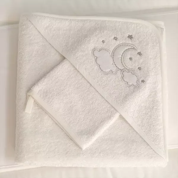 Funna Baby-Luna Chic Baby Towel Set - 100% Cotton - 90x90 cm - Silver product thumbnail 3