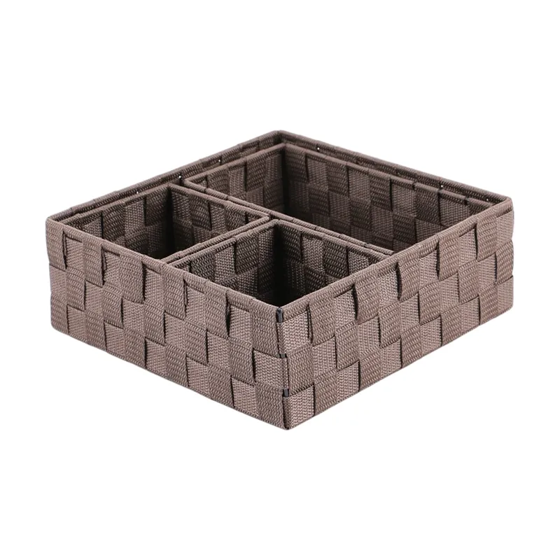 Weva PP Square Basket Set – 4 PCs - Brown product thumbnail 3