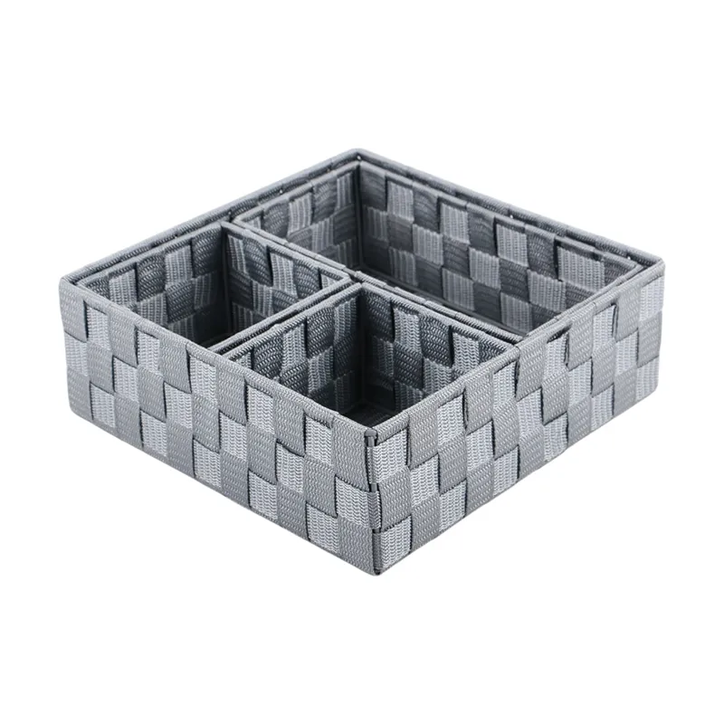 Weva PP Square Basket Set – 4 PCs - Light Grey product thumbnail 3