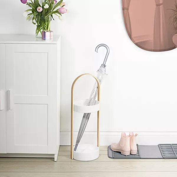 Umbra "Hub" Umbrella Stand - White & Natural product thumbnail 3