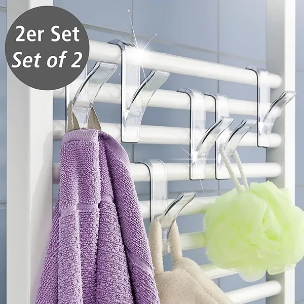 Wenko Radiator Towel Hook Set - 2 PCs - Transparent product thumbnail 3