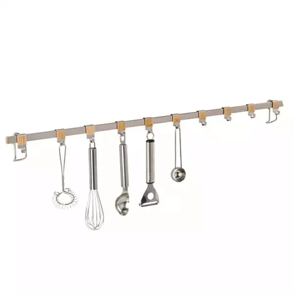Wenko Premium 10 Hooks, Aluminium & Wood - Silver product thumbnail 3