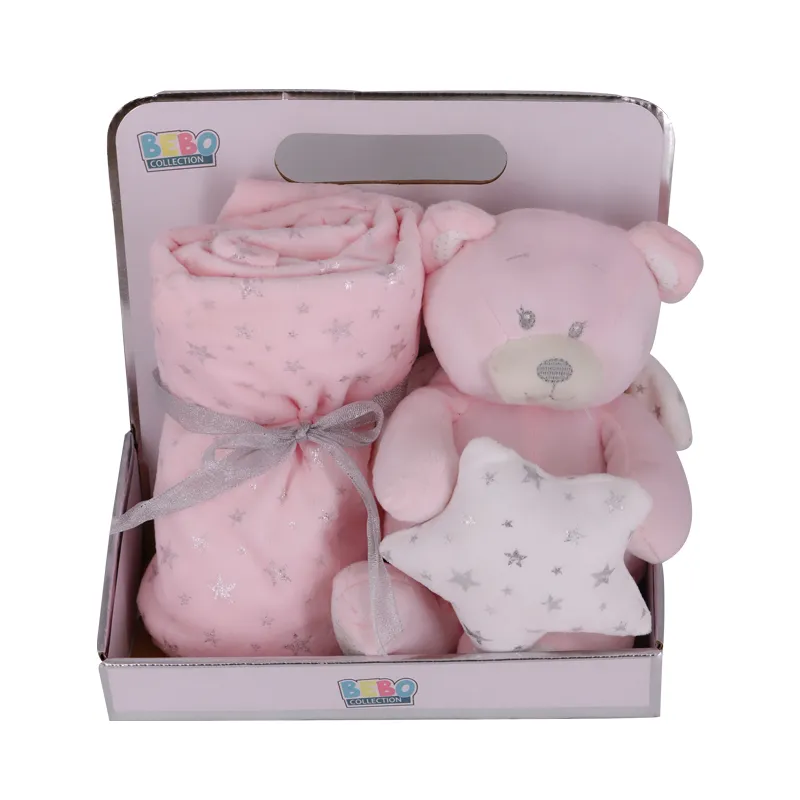 Nova Home "Bebo" Angle Bear Toy with Baby Blanket - Pink product thumbnail 3