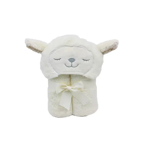 Nova Home "Sheep" Hooded Baby Blanket - %100 Cotton - Cream product thumbnail 3