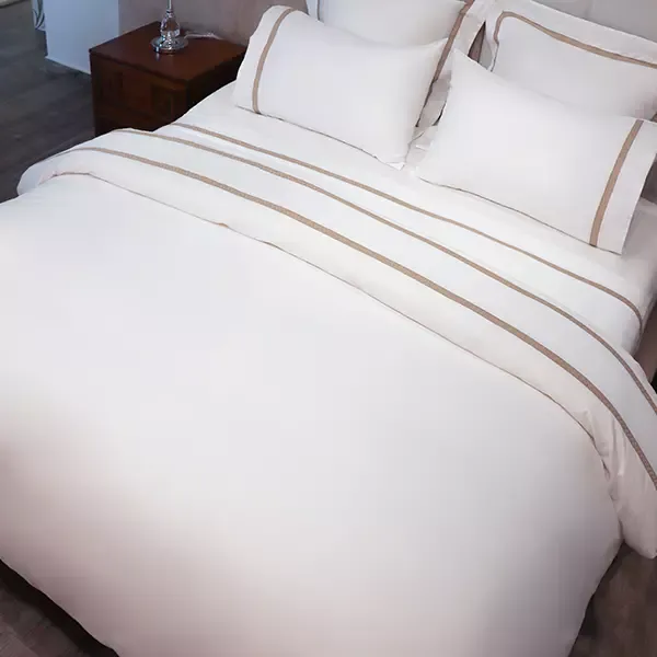 Nova Home Moons Embroidery Duvet Cover Set - 100% Cotton, 400 Thread - King & Super King - 7 Pcs - White & Taupe product thumbnail 3