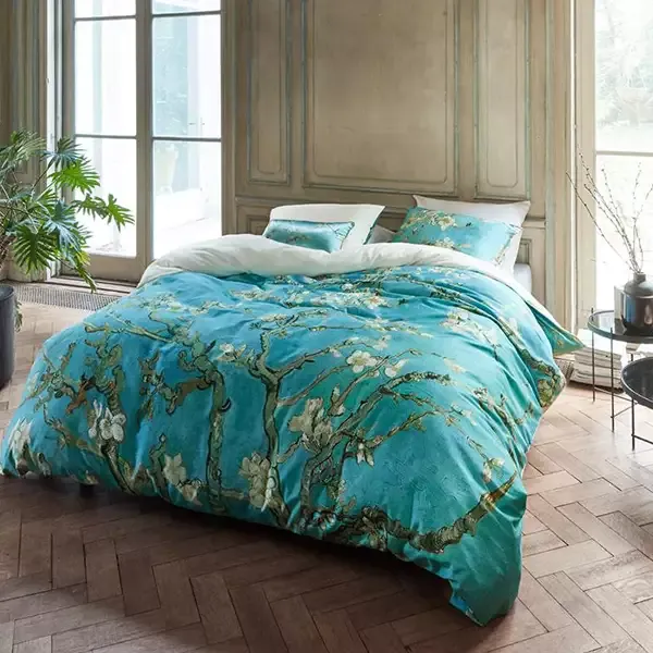 Van Gogh Almond Blossom Duvet Cover Set - 100% Cotton Satin, 220 Thread Count - King & Super King - 3 Pcs - Blue product thumbnail 3